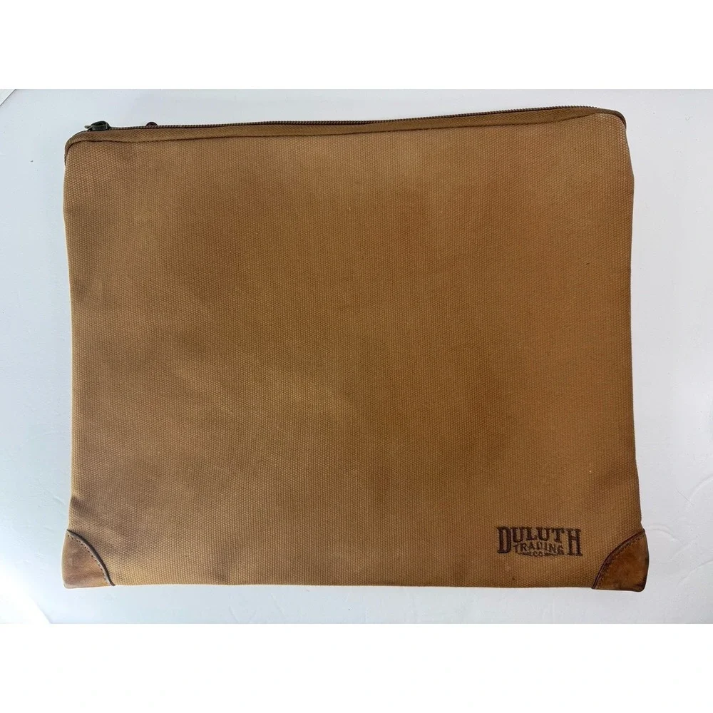 Duluth Trading Co Fire Hose Pants Brown 12x14 Canvas Zipper Utility Bag